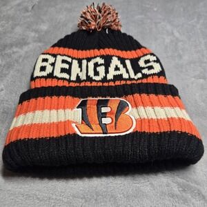 Cincinnati Bengals Beanie Hat NFL Knit Pom Winter Cap Fleece Lined Black Orange